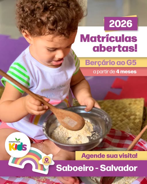 Matrículas 2026 na Sementinha Kids, Saboeiro
